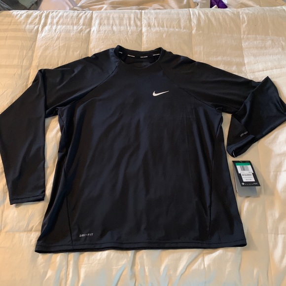 NIKE LONG SLEEVE DRI-FIT MESSAUGE SWIM SHIRT - Picture 1 of 4